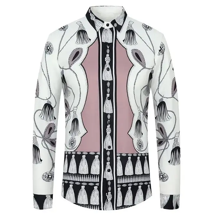 

Men's Digital Print Long Sleeve Slim Shirt Western Cowboy Vintage Hawaiian Style Comfortable Soft Nightclub Slim Party Shirts