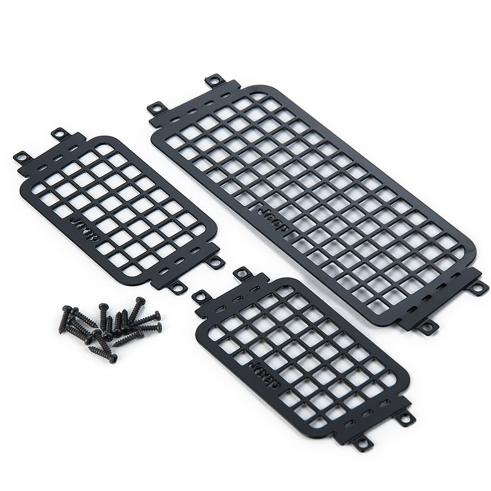 MIBIDAO Metal Stereoscopic Window Mesh Protective Net for Axial SCX24 AXI00002 Wrangler 1/24 RC Car Model Decoration Parts