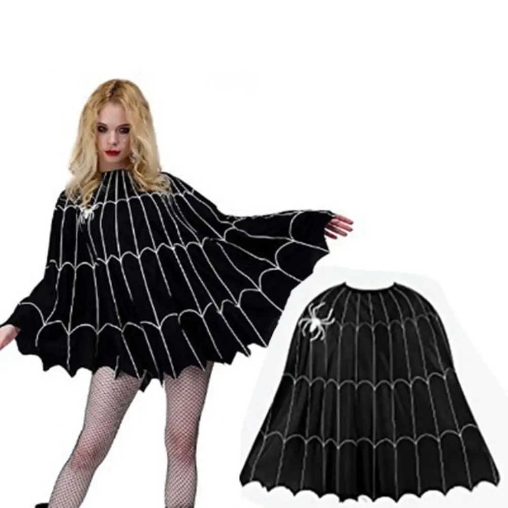 Cool Clothing Prop Halloween Cosplay Cape Fun Interaction Loose Ghost Hooded Cloak Spider Net Pumpkin Witch Cosplay Cloak Gift