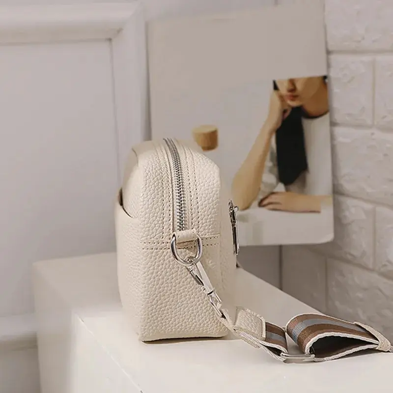 PU Leather Simple Small Shoulder Crossbody Bag Wide Strap Crossbody Bag Purse and Handbags for Women Phone Purse Messenger Bag