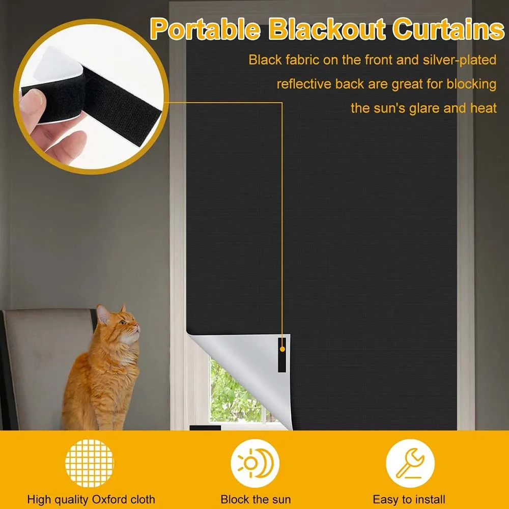 

DIY Portable Travel 99% Blackout Curtain Custom Size Portable Blocking Darkest Window Cloth for Living Room Home Non-perforated