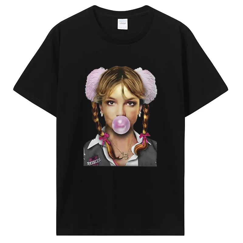 Singer Britney Spears Bubblegum Graphic T-Shirt Men Women High Quality Vintage T Shirt Cotton Oversized T-shirt Tops Streetwear