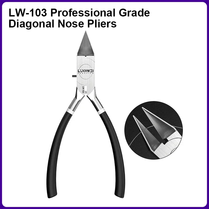 

Luowei LW-103 Industrial-Grade Cr-V Steel Pliers Side Snips Cutter For Electronic Wire Stripping PCB Board Repair Hand Tools