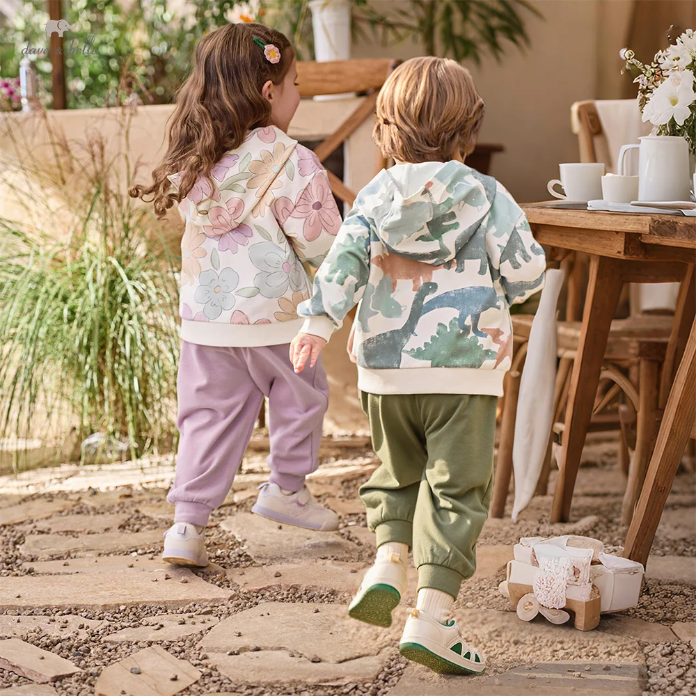 Dave Bella Kids Coat Trousers Suits Spring Autumn Boys Girls Top+Pant Two-piece Set Casual Outdoor Children Clothing DB1260650-B