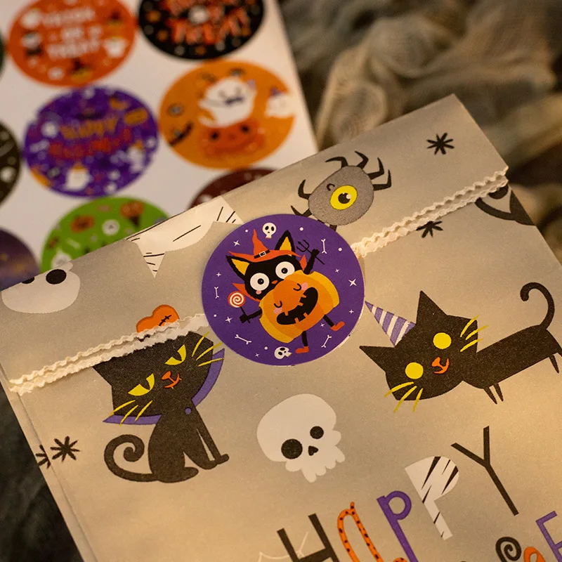 48 Stuks Halloween Stickers Happy Halloween Party Cadeau Tas Verzegelde Envelop En Decoratieve Ronde Zelfklevende Etiket