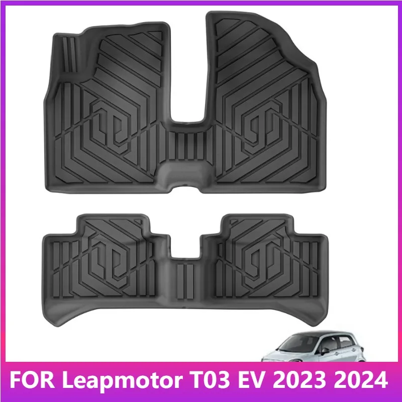 

Коврики для Leapmotor T03 EV 2023 2024, грузовой вкладыш, автомобильные коврики, коврик для багажника, TPE 3D коврик для ног, лоток без запаха, черный
