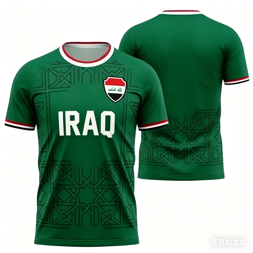 

Iraqi flag 3D print sport Quick-dry Breathamen's T-shirt football jersey outdoor street team training parent-child clothing top