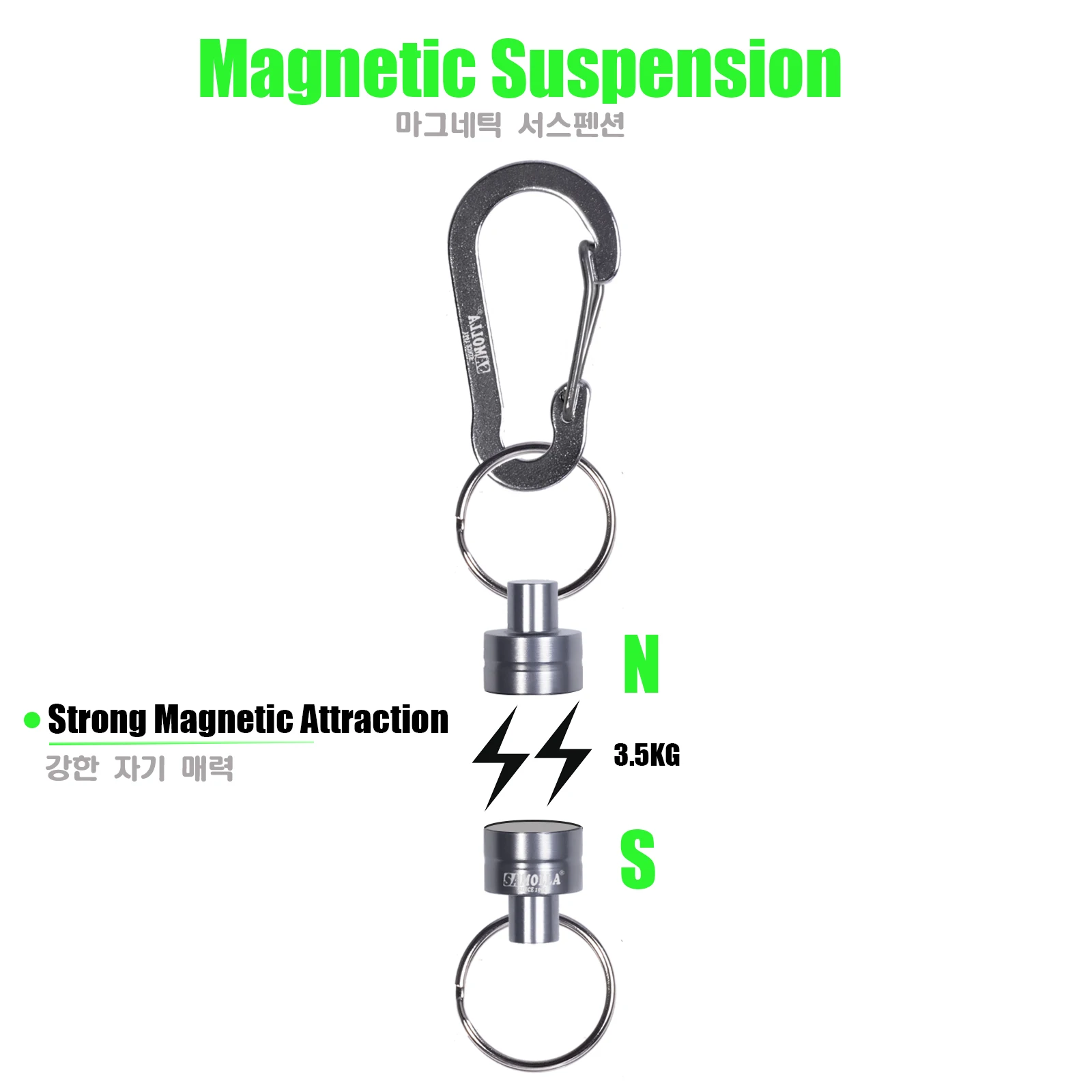 Magnetic Net Release Holder With Coiled Lanyard Fly Fishing Tools Strong Magnet Carabine Fast Buckle Anti-Drop Rope Accessories