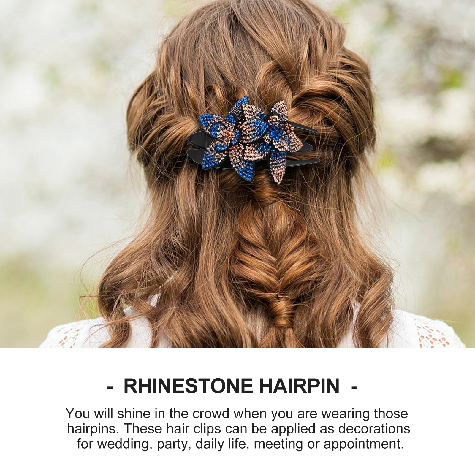 

6Pcs Three-Tooth Duckbill Hair Clips Rhinestone Flower Duckbill Clip Women Bridal Wedding Party Hair Claw Rhinestone Hairpin