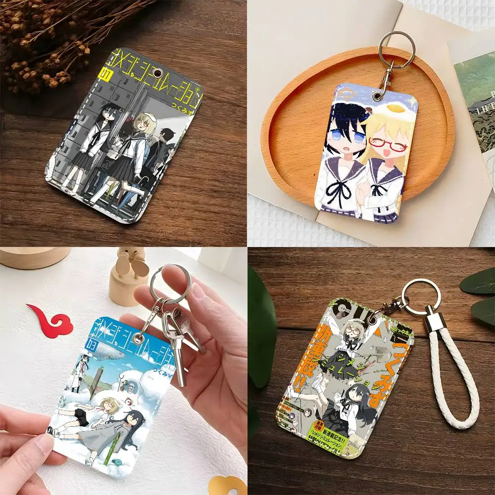 1pc Shimeji Simulation Card Case Keychain Access Card Bag Key Tag Ring Leather Card Holder Key Ring Access