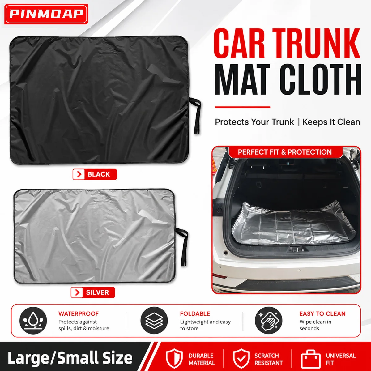 PINMOAP Car Trunk Mat Cloth Waterproof Cargo Liner Foldable Rear Boot Cover SUV Storage Protector Auto Travel Mat Dustproof Pads