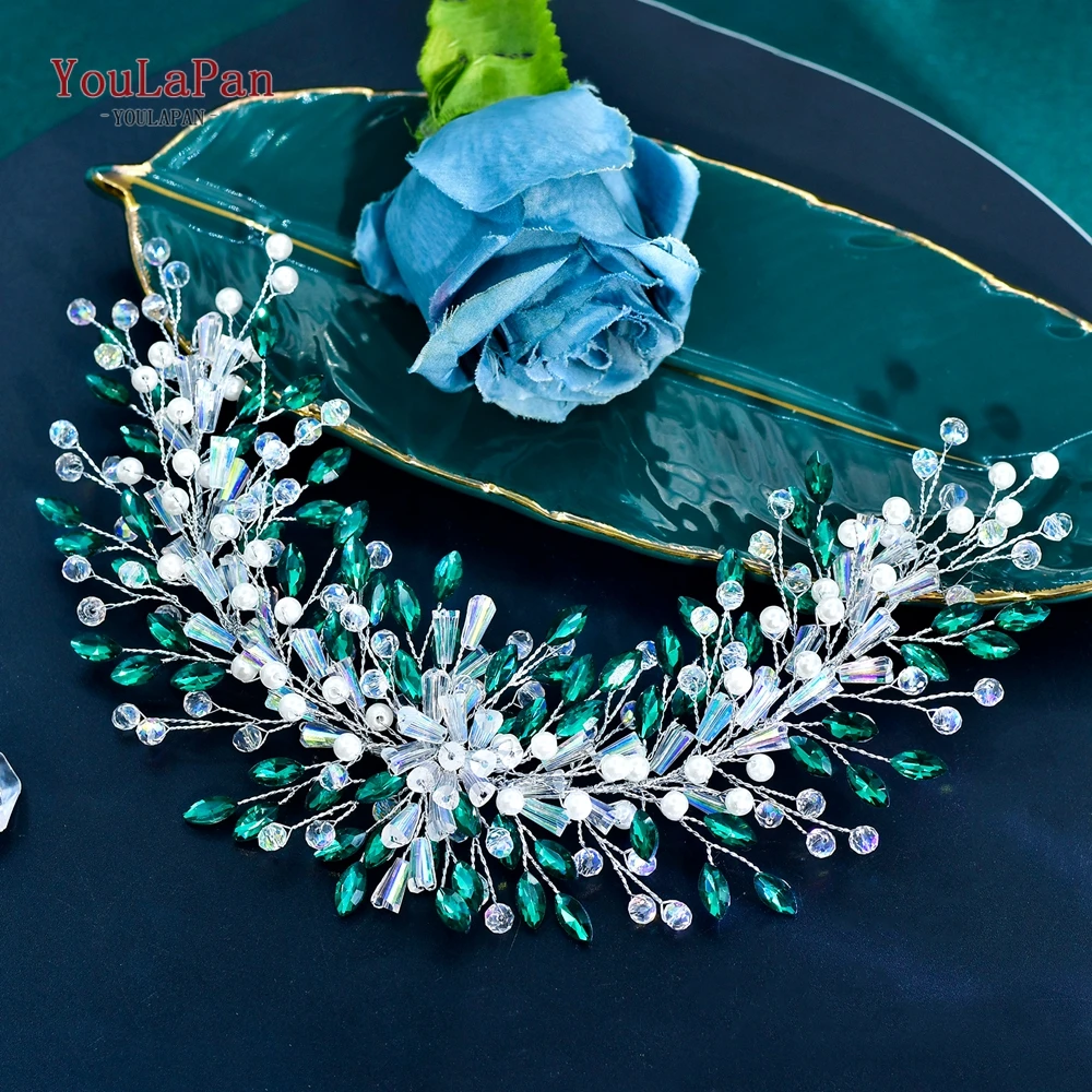 

TOPQUEEN Wedding Rhinestone Headband Bridal Headdress Shiny Headpiece Banquet Party Hair Ornaments Women Banquet Headwear HP922