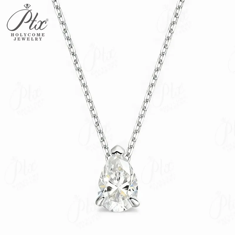 

Anti-Allergy Pear Cut Moissanite Necklace 1–4CT Classic Three-Claw Design Great for Christmas Gifts & Anniversaries