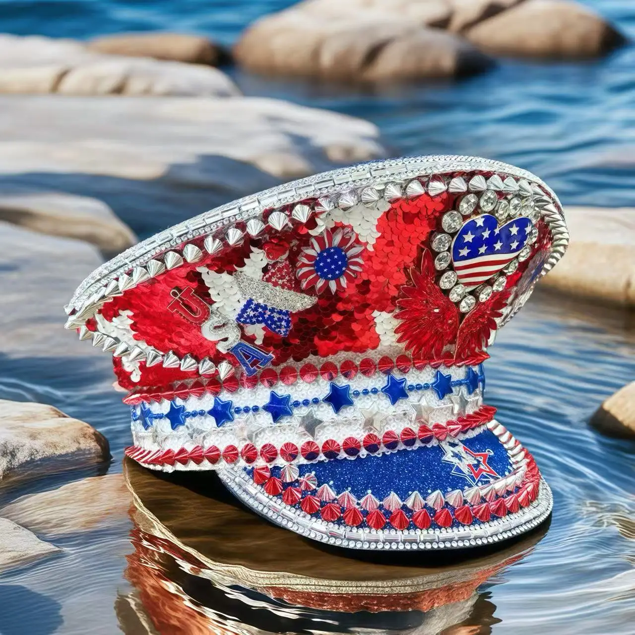 

Капитанская шляпа в стиле стимпанк со стразами для фестиваля Burning Man для женщин, винтажные военные аксессуары и кепка для мужчин