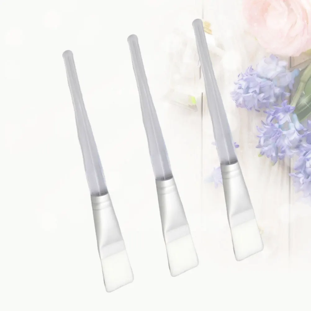 3개입 투명 크리스탈 핸들 페이스 마스크 브러시 긴 매끄러운 적용용 얼굴 세럼 필링 스킨케어 전문가용 가정용