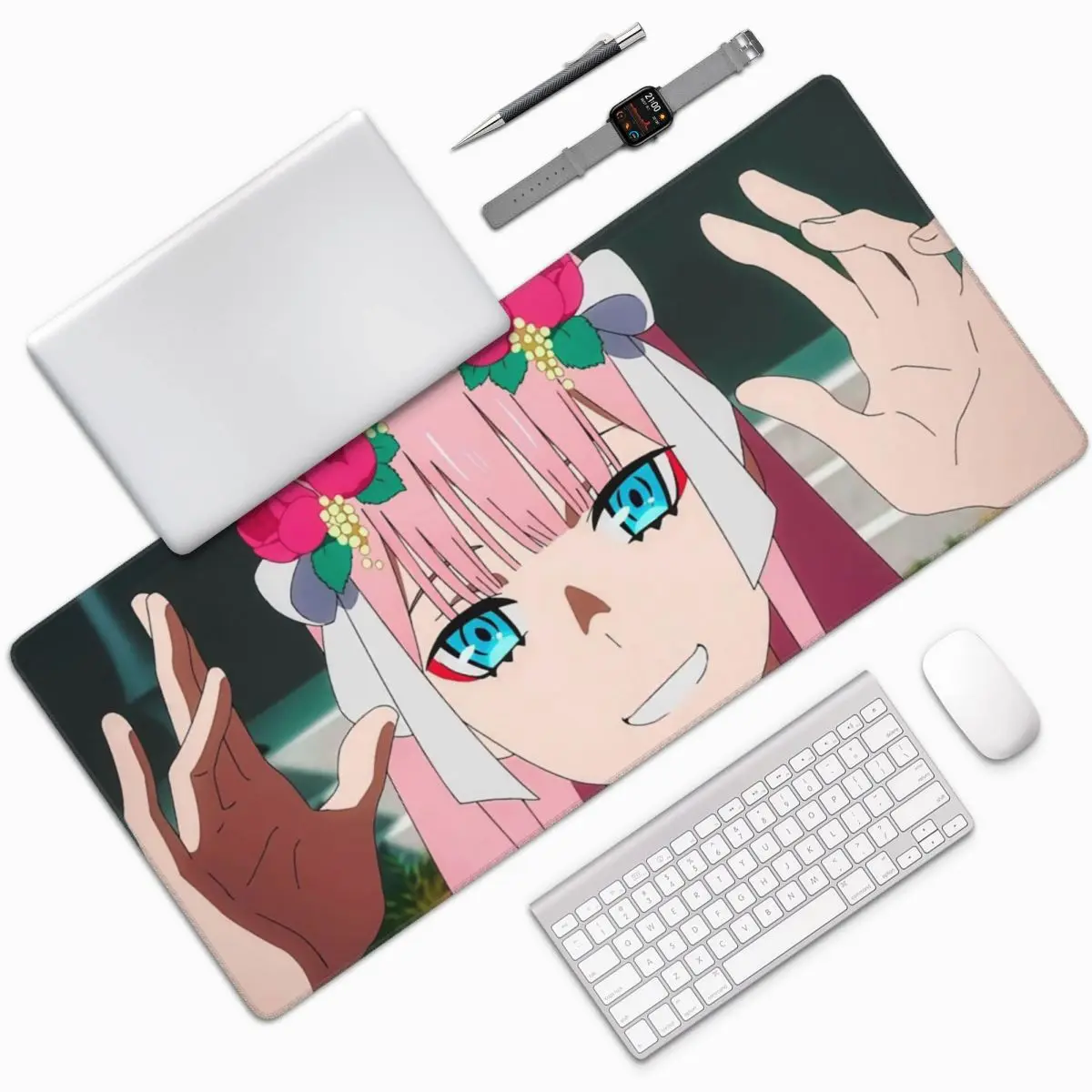 Zero Two Darling In The Franxx 02 Anime Big Mouse Pad Computer Keyboard Mouse Mat Laptop Desk Mat Office Accessories Table Mats