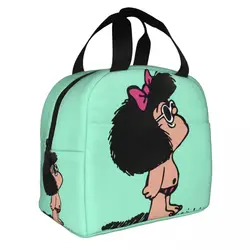 Mafalda con costume da bagno borsa termica per il pranzo grande Kawaii Cartoon contenitore per pasti borsa termica Tote Lunch Box Beach Outdoor Girl Boy