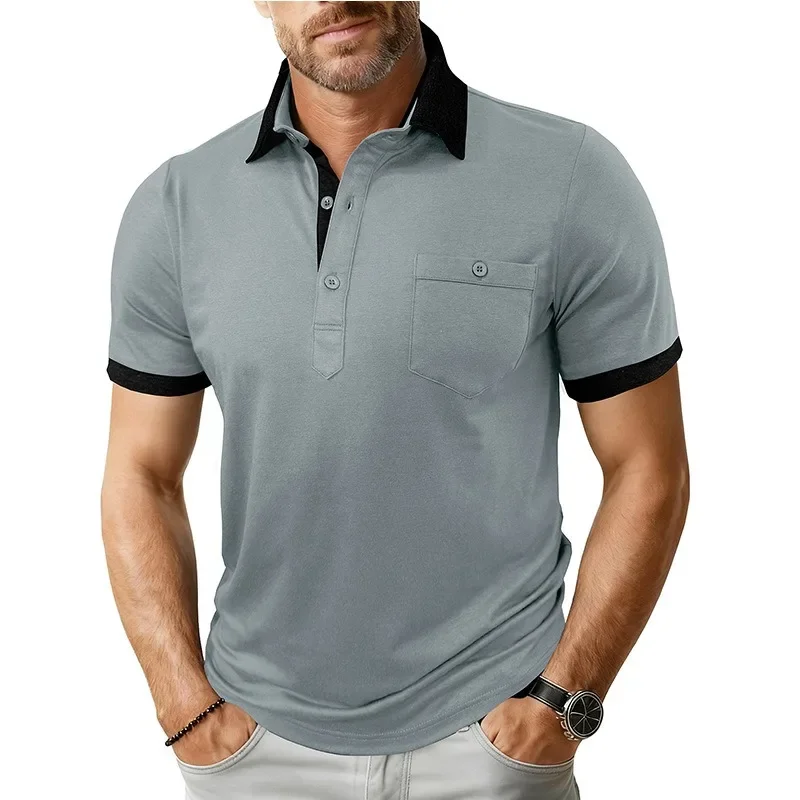 

Men's Polo Shirts Short Sleeve Loose Lapel Men POLO Shirt Casual Button Fashion Tops Tees Men Clothing