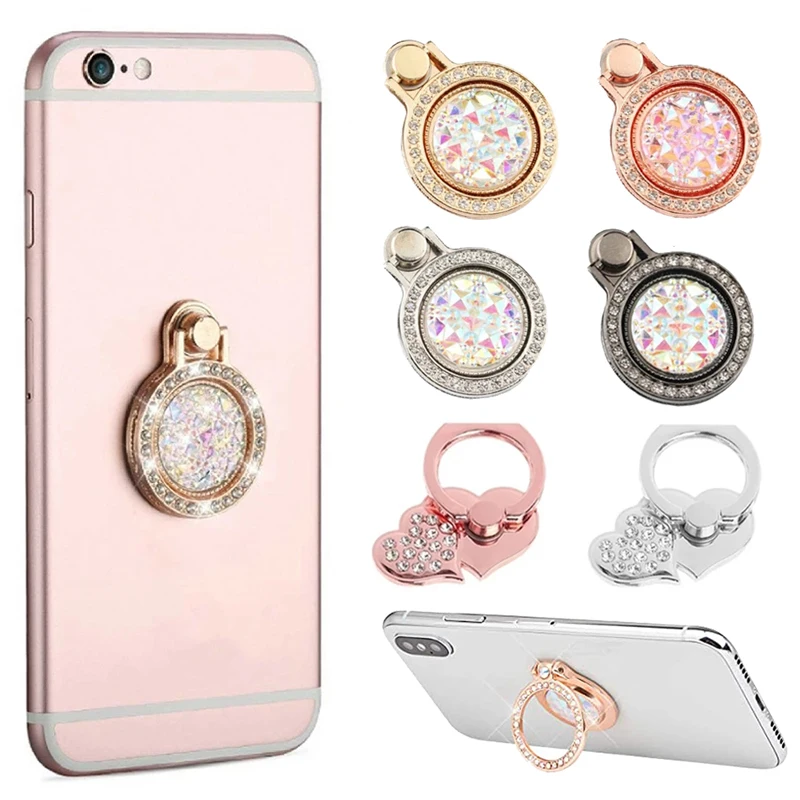 Luxury Diamond Shiny Diamond Metal Mobile Phone Ring Bracket Universal Phone Holder Rotatable Ring Bracket for iPhone Samsung