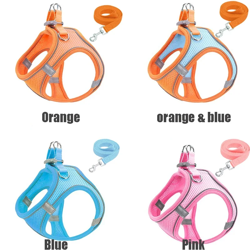 Reflective Dog Harness And Leash Set Adjustable Breathable Vest_voghion.com