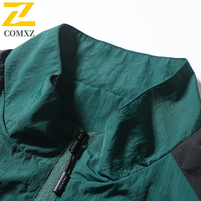 سترة COMXZ للرجال بياقة واقفة مميزة للمشي لمسافات طويلة والسفر ومريحة للدراجات النارية على طراز الشارع ملابس خريفية خفيفة الوزن ومتينة #4