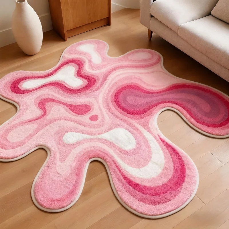 Irregular Shape Rugs for Bedroom Gradient Color Living Room Decoration Thick Plush Carpet Lounge Large Floor Mat Fluffy Soft Rug