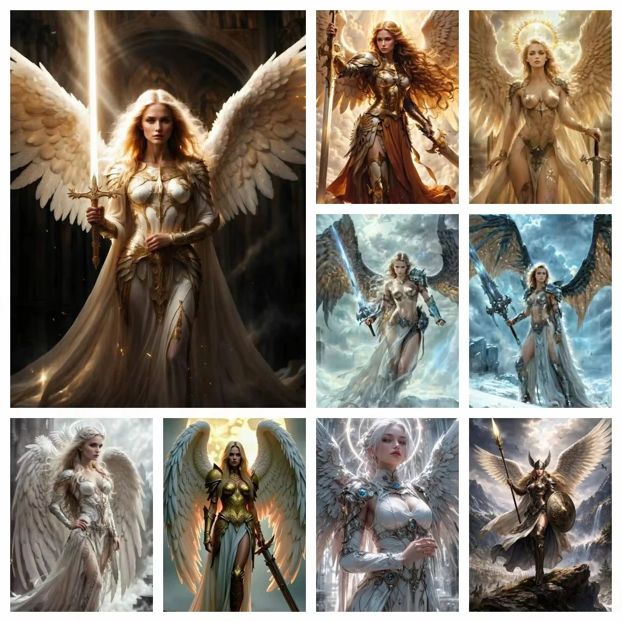 Jigsaw Puzzle 1000Pieces Beautiful Warrior Angel Woman With White Wings And Armor For Adults Stress Relief Relaxing Activity