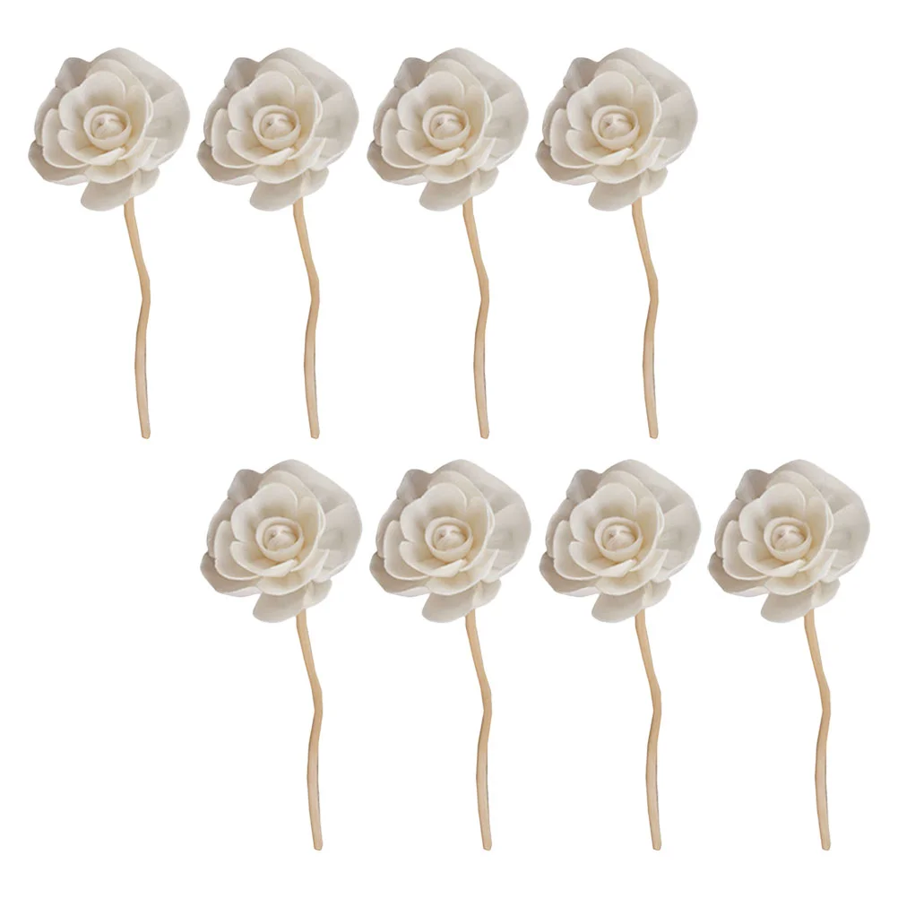 

8 Pcs Diffuser Sticks and Rose Oil Rattan Sola Flower Aromatherapy Vines Ivory Wooden with Flowers