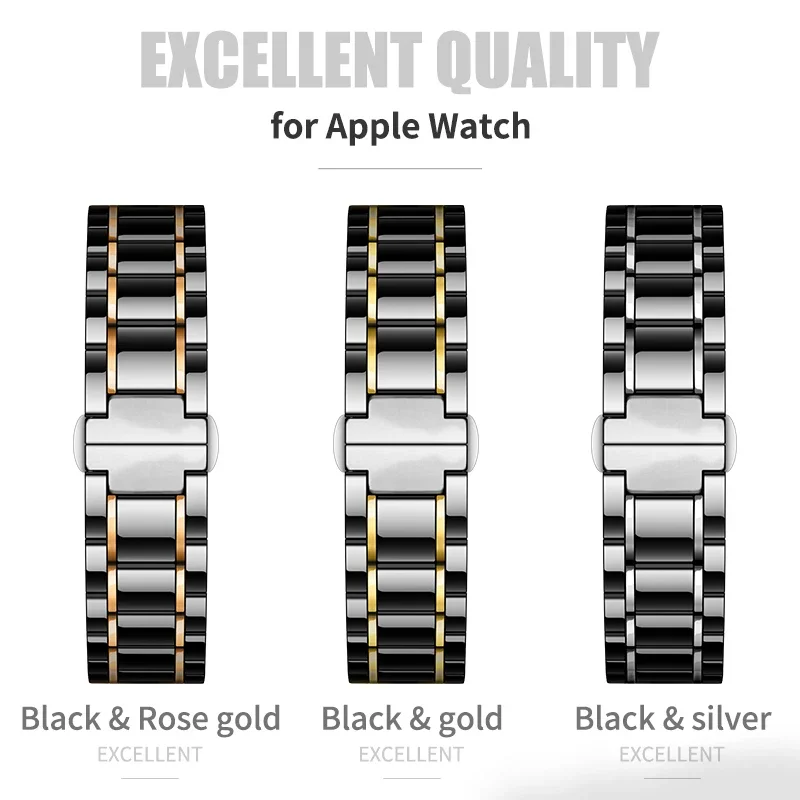 Imagem -04 - Ceramic Strap For Apple Ver Stainless Steel Band Ultra 44 mm 40 mm Iver 42 mm 38 mm Series se 3