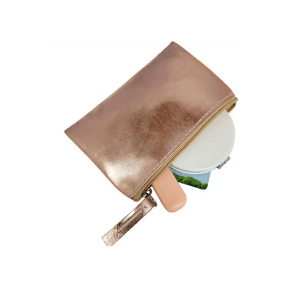 Retro Cosmetic Bag Bright PU Coin Purse Solid Color Korean Style Zipper Coin Purse Coin Purse Wallet Small Item Bag Men