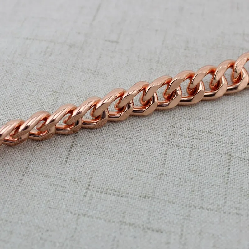 1 piece 11mm wide curb chain Anodized Light Weight Aluminum Rose Gold with swivel hooks for bags long strap chain NEW chains