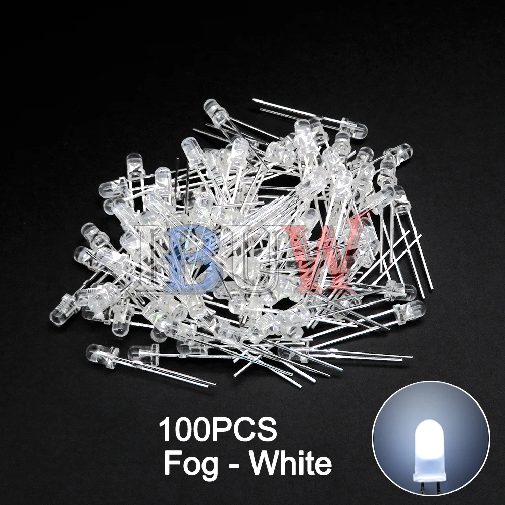 100PCS F3 LED Diode 3MM Sortiertes Kit Weiß Grün Rot Blau Gelb Orange Rosa Lila Warmweiß DIY Kit Leuchtdiode bxv