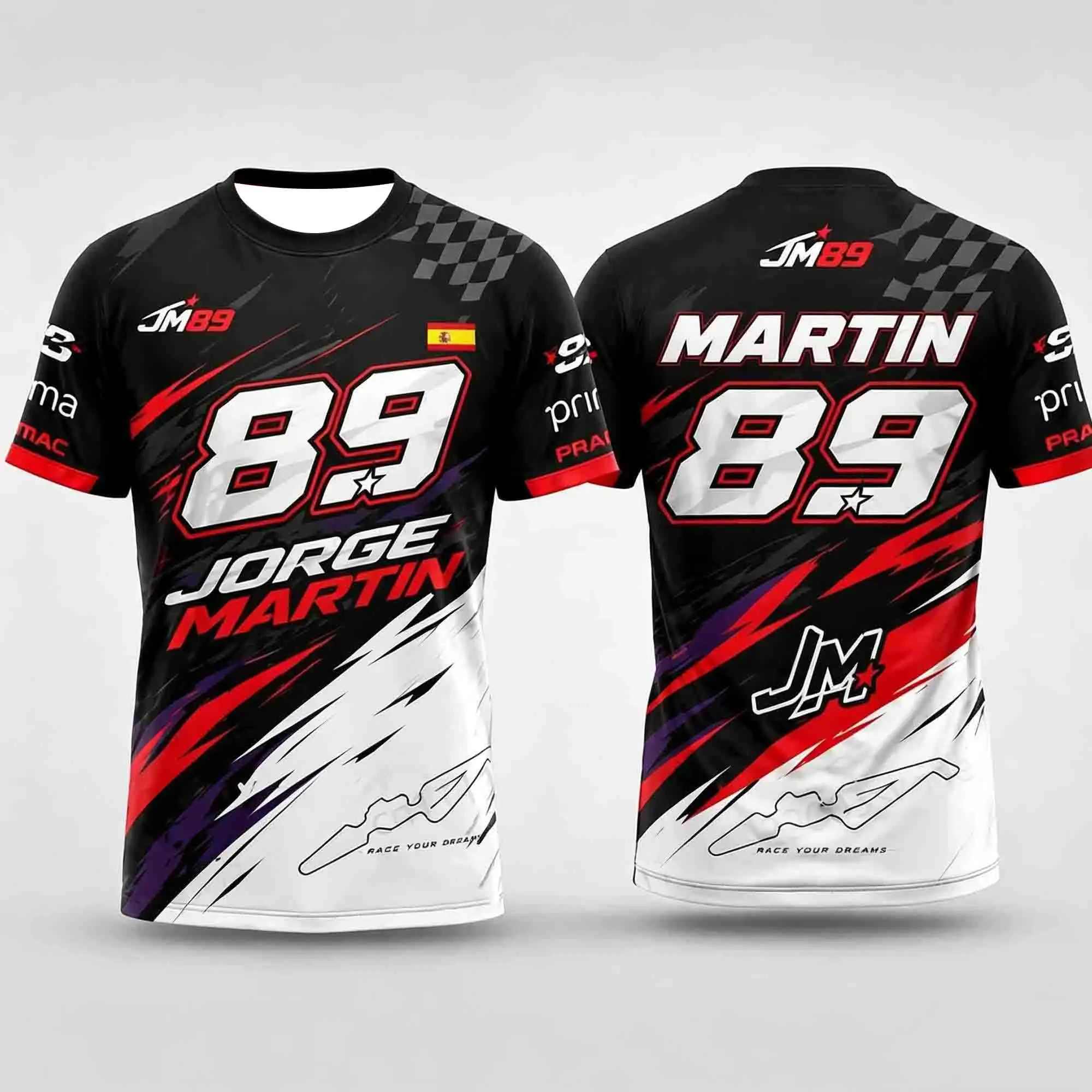 2026 New Summer Men Jorge Martin 89 Moto Racing Factory Team AI Design Jersey Short Sleeve T Shirt Fan Kids/Adult Top