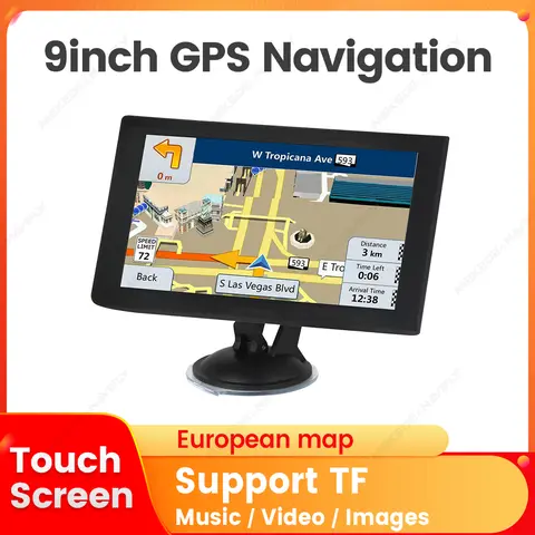 2025 신형 자동차 GPS 네비게이션 9인치 터치스크린 GPS 네비게이터 트럭 햇빛 가리개 위성 네비게이션 256M+16G 유럽 지도 GPS 네비게이터