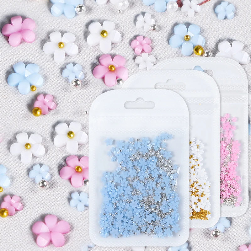 Pink White Acrylic Flowers Decor Epoxy Resin Glitter Jewelry Bead Handmade DIY Accessories Phone Hairpin Supplies Sieraden Maken