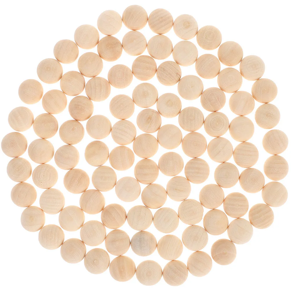 

100pcs Half Wooden Diy Craft Balls Natural Unfinished Hemispherical Wood Beads Smooth Creative Wooden Craft Decorative Half