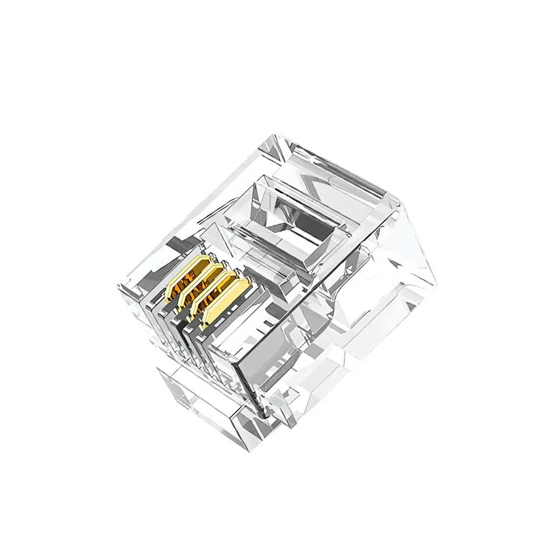 xintylink 1000pcs rj11 connector plug gold Plated 6P4C male modular network telephone connector terminals high quality