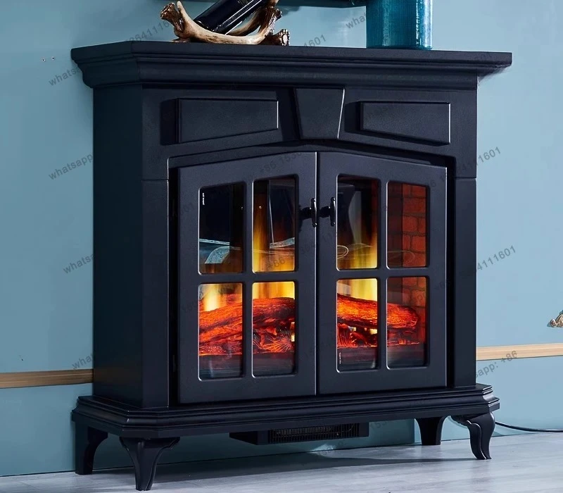 European fireplace American simulated flame heating fireplace core removable black designer high-end