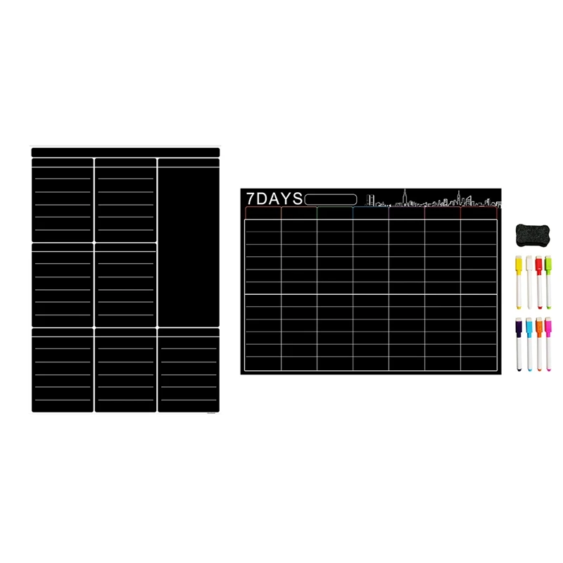 

2X A3 Magnetic Dry Erase Whiteboard Sheet Kitchen Fridge Weekly White Board Calendar Useful Menu Planning Grocery