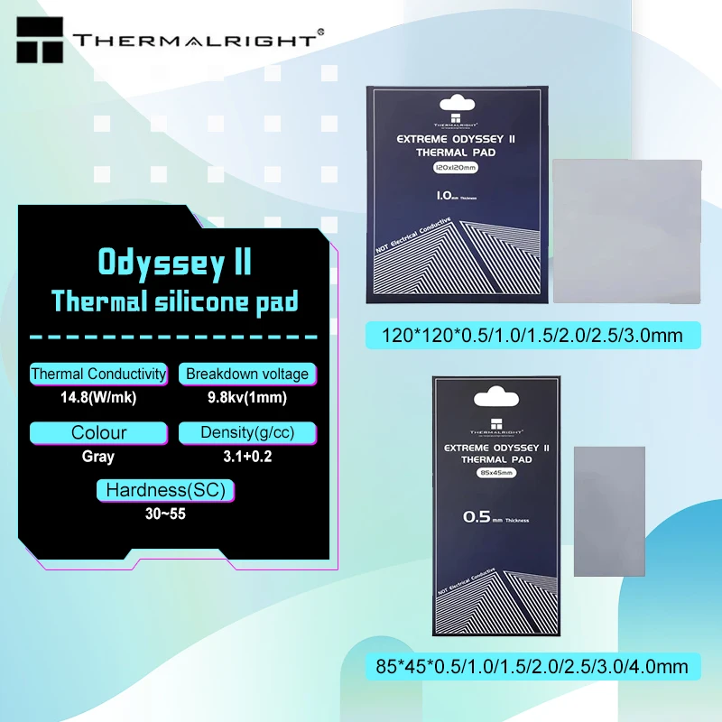 

Термоправая Odyssey II 14,8 Вт/мК термопрокладка, теплоотвод, силиконовая прокладка для ЦП, графической карты, материнской платы, охлаждающая прокладка