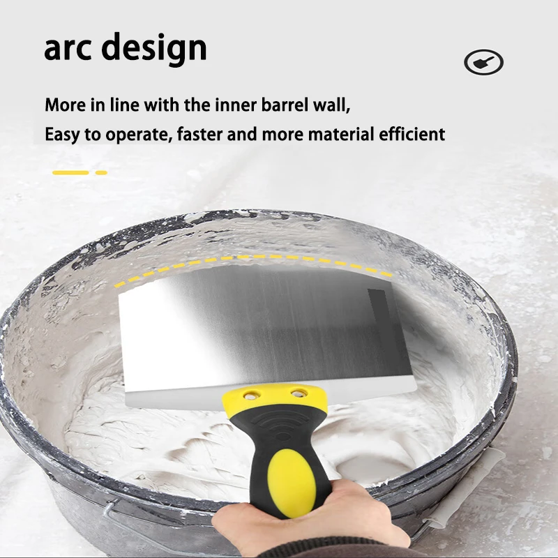 Arc Shaped Putty Scraper Fan-Shaped And Square Ash Applicator 420 Stainless Steel Putty Knife Cleaning Scraper Bricklaying Tool image 5