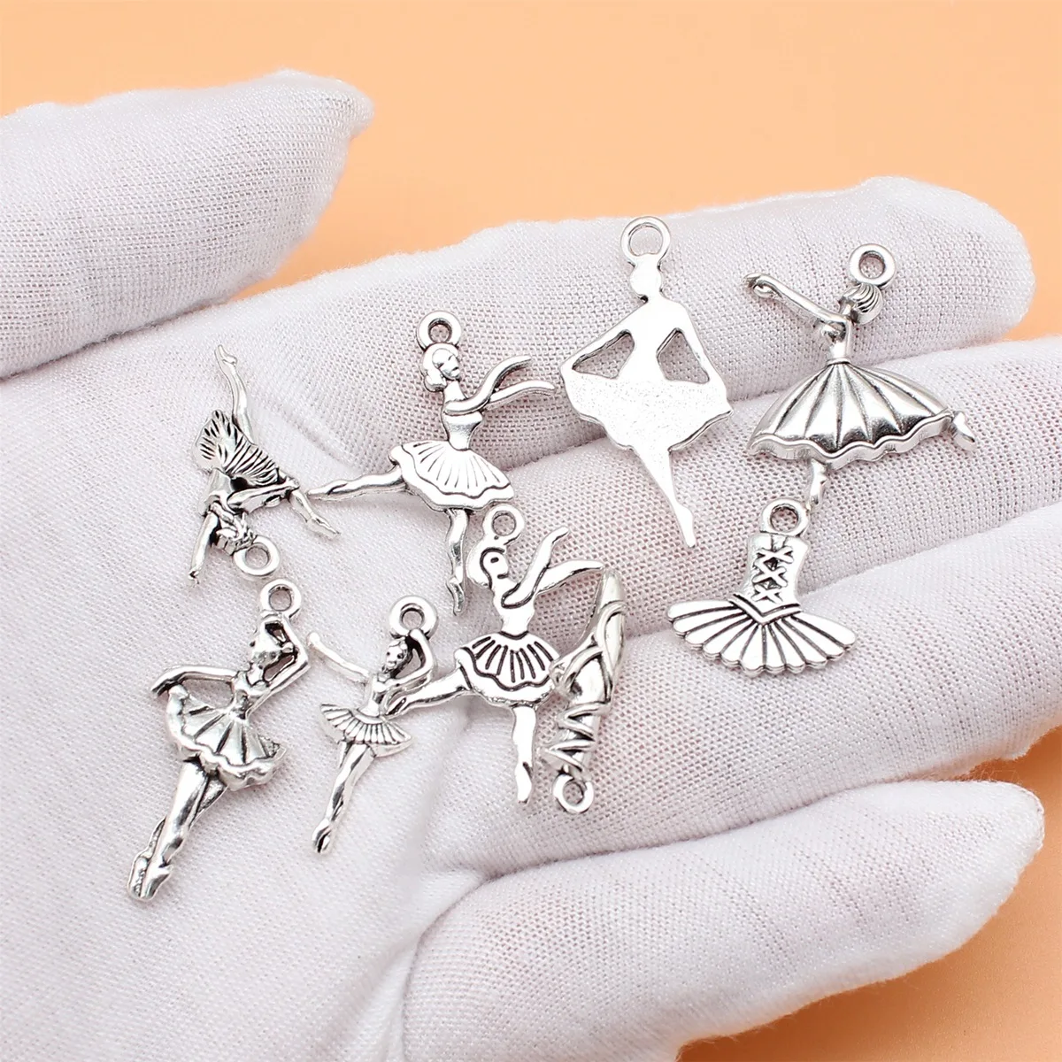 9pcs Antique Silver Color Ballet Charms Collection For DIY Jewelry Making, 9 Styles, 1 of Each