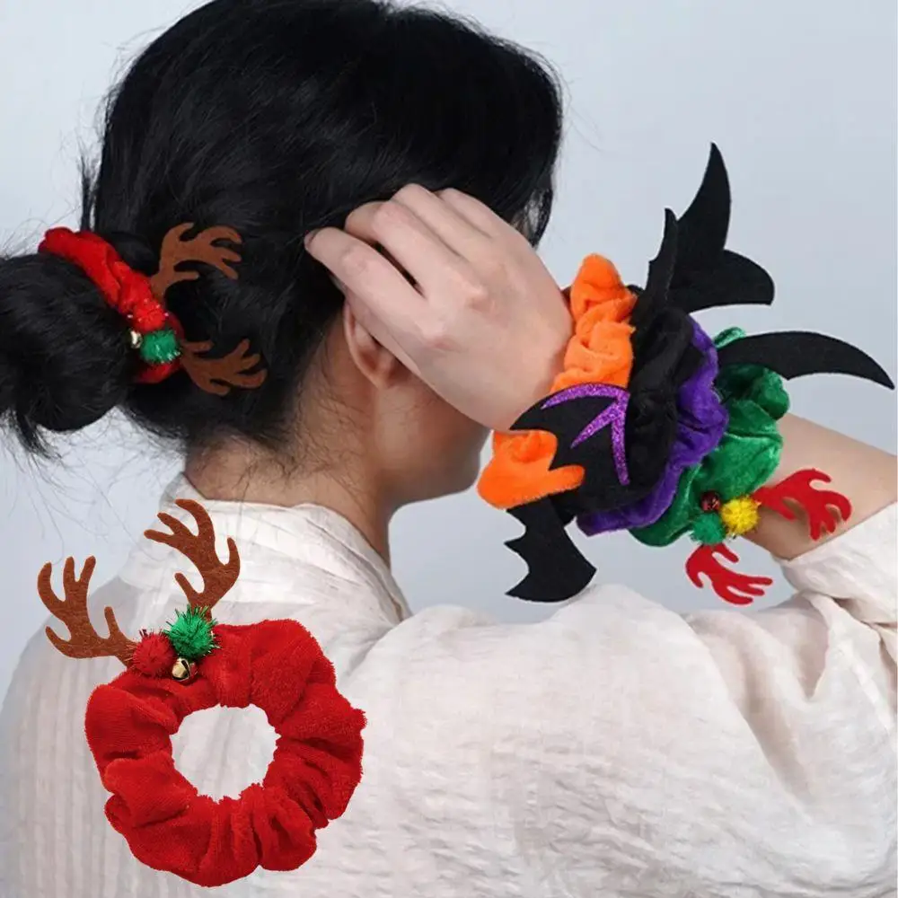 

7 шт., аксессуары для волос на Хэллоуин, рождественские рога, кольцо для волос, бархатный паук, демон, резинка для волос, резинка для волос, эластичные ленты для волос