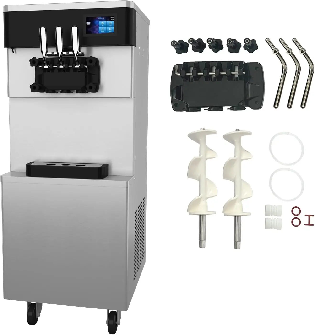 

Mvckyi For USA Free Shipping 2450W 20-28GAL/H Commercial Soft Serve Ice Cream Machines With 3 Flavors And 1 Mix