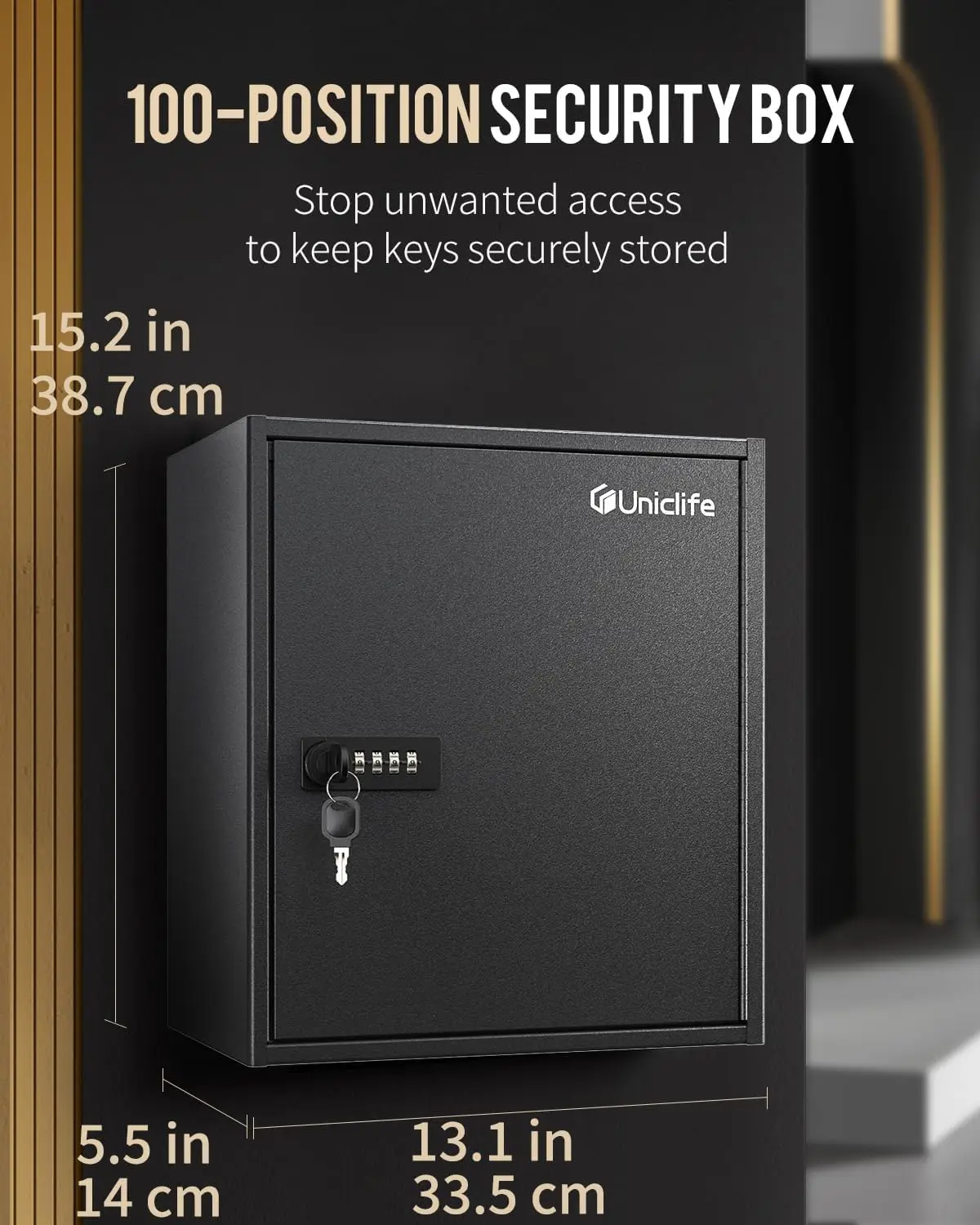 خزانة أمان رقمية مكونة من 100 مفتاحًا مع رمز قابل لإعادة الضبط وقفل مفتاح، ومنظم فولاذي مع رفوف وملصقات مشقوقة