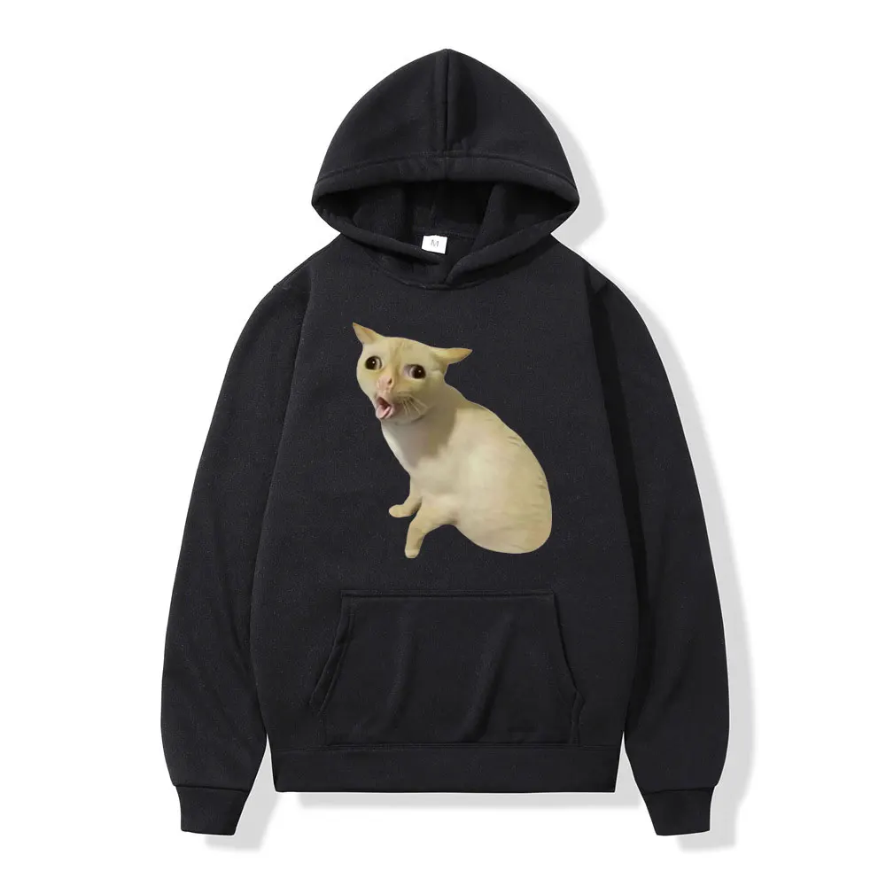 

Funny Hip Hop Cat Print Hoodie Autumn Winter Trend Fashion Hooded Sweatshirt Men's Women's Oversized Fleece Pullovers Streetwear