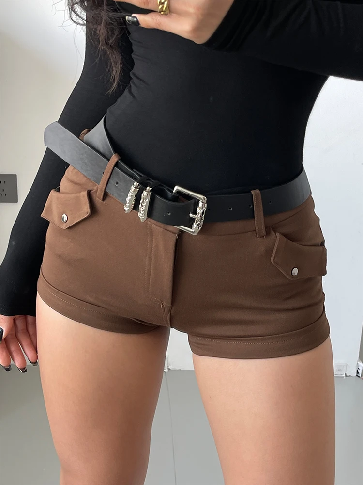 

WOMENGAGA Spicy Girl Low Waist A-line Shorts Women's 2023 Autumn New Sexy Tight Elastic Wrap Hip Design Hot Shorts Korean 5YJ2