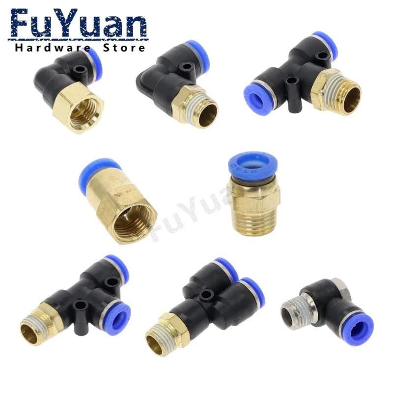 

1 шт. пневматический воздушный соединитель, фитинг для ПК PCF/PL/PLF 4/6/8/10/12 мм, резьба 1/8 1/4 3/8 1/2, фитинги для шлангов, быстрые соединители для труб