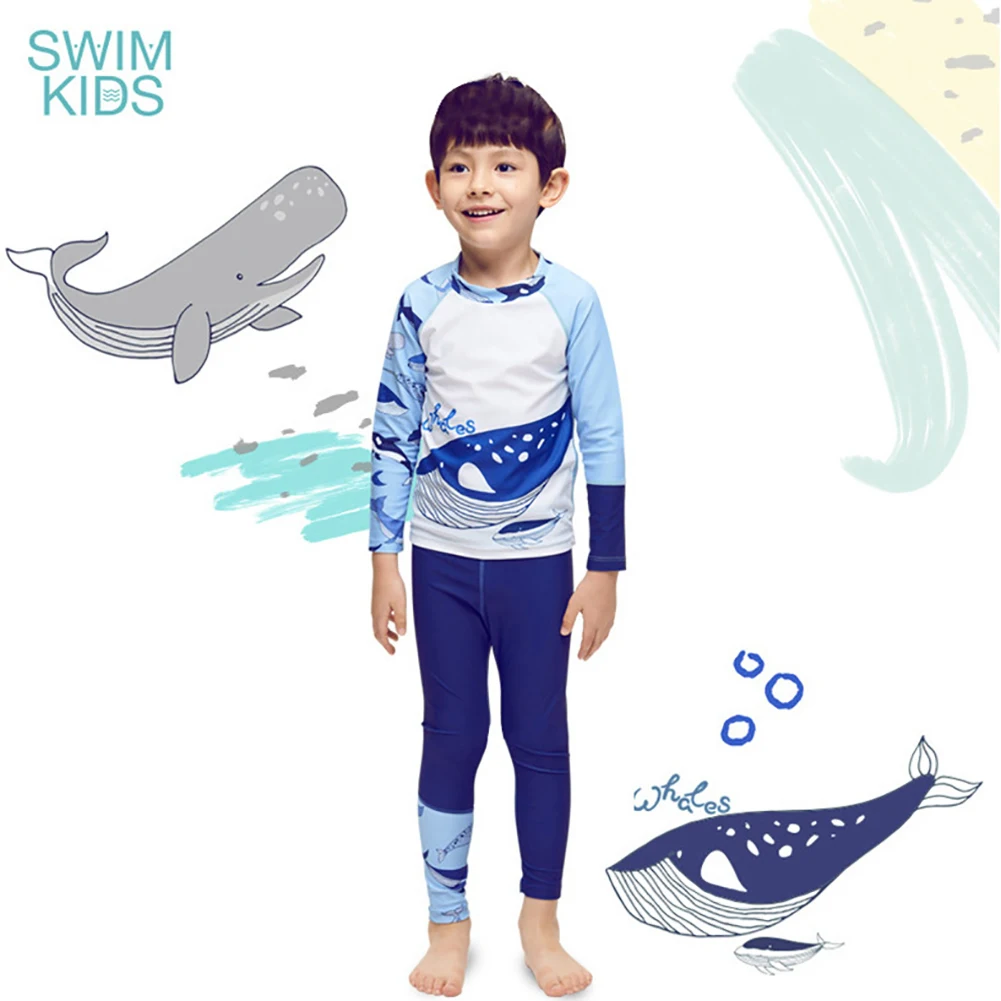 Baby Boy Swimwear Toddler Rash Guard Two Pieces Set Sun Protection Surf Beach Bathing Suit Long Sleeve Childrens Swimsuits