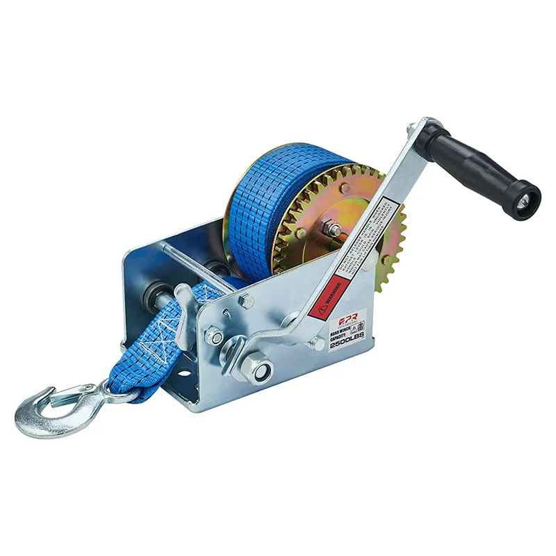 Spot Supply Color Zinc Manual Winch 2500 Lbs-3500 Lbs Two-way Two-speed with Brake Webbing Winch Trailer